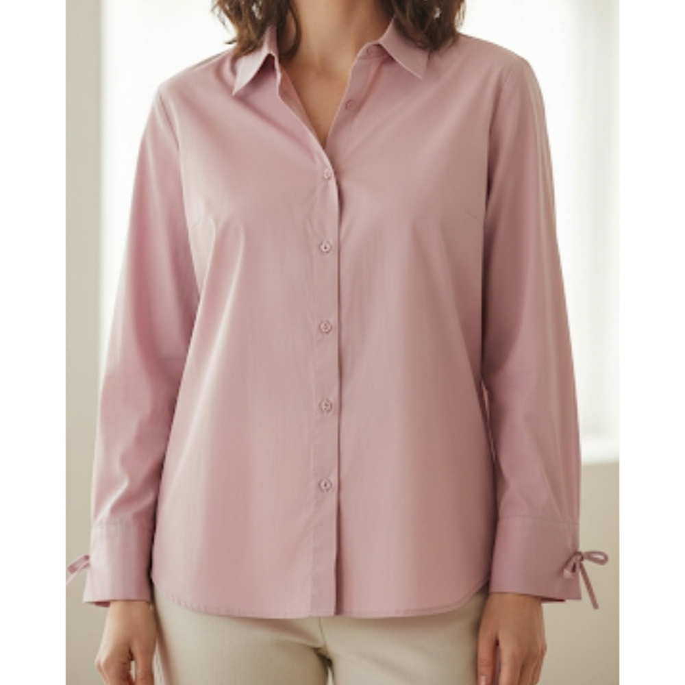 Apostrophe Light Pink Button-Down Shirt, Long Sleeves, 18W, GUC